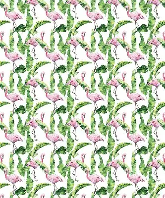 Estores de rolo blackout para porta de varanda Flamingos junto às folhas