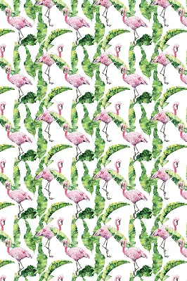 Estores de rolo blackout para porta de varanda Flamingos junto às folhas