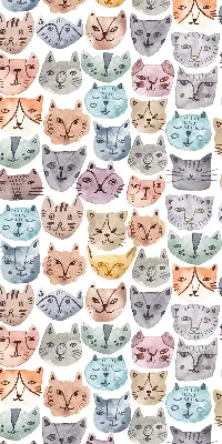 Estores de rolo interiores blackout para janela rostos de gato coloridos