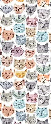 Estores de rolo interiores blackout para janela rostos de gato coloridos