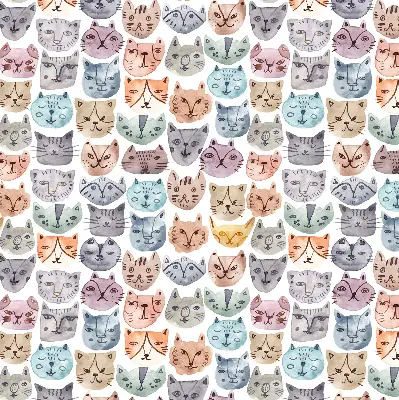Estores de rolo interiores blackout para janela rostos de gato coloridos