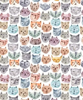 Estores de rolo interiores blackout para janela rostos de gato coloridos