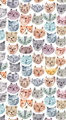 Estores de rolo interiores blackout para janela rostos de gato coloridos