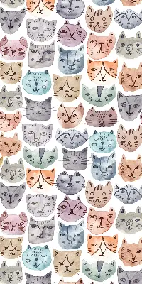 Estores de rolo interiores blackout para janela rostos de gato coloridos