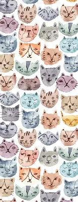 Estores de rolo interiores blackout para janela rostos de gato coloridos