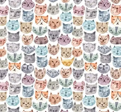Estores de rolo interiores blackout para janela rostos de gato coloridos