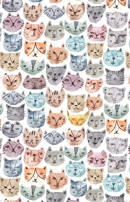 Estores de rolo interiores blackout para janela rostos de gato coloridos