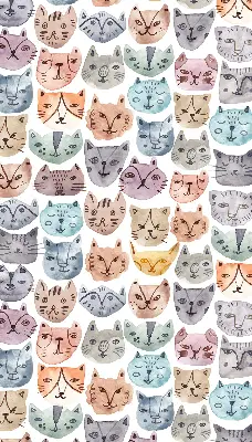 Estores de rolo interiores blackout para janela rostos de gato coloridos