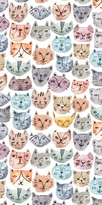 Estores de rolo interiores blackout para janela rostos de gato coloridos