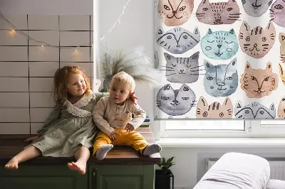 Estores de rolo interiores blackout para janela rostos de gato coloridos