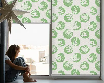 Estores de rolo blackout para janela Plantas refletidas em círculos verdes