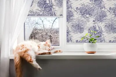 Estores de rolo em tecido blackout Buquê azul