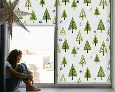 Estores de rolo blackout para porta de varanda Floresta desenhada