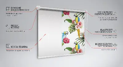 Estores de rolo em tecido blackout Papagaio em flores