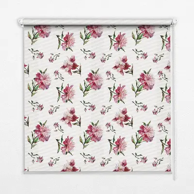 Estores de rolo blackout para porta de varanda Flor rosa