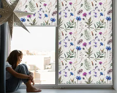 Estores de rolo interiores blackout para janela Flores coloridas