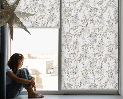 Estores de rolo interiores blackout flores brancas