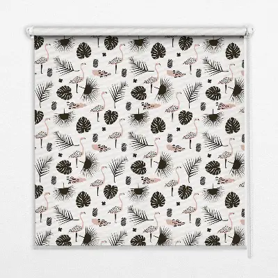 Estores de rolo interiores blackout para janela Flamingos e folhas