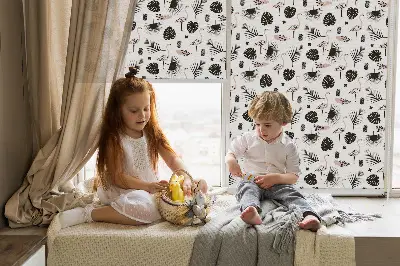 Estores de rolo interiores blackout para janela Flamingos e folhas