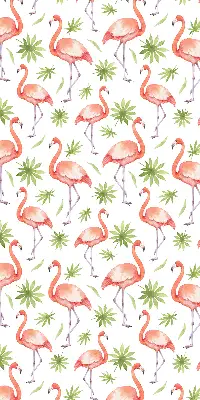 Estores de rolo em tecido blackout Flamingo e folhas