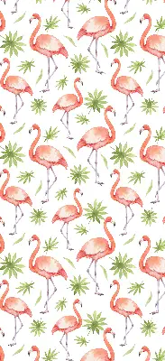 Estores de rolo em tecido blackout Flamingo e folhas