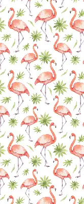 Estores de rolo em tecido blackout Flamingo e folhas