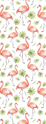 Estores de rolo em tecido blackout Flamingo e folhas