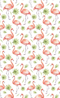 Estores de rolo em tecido blackout Flamingo e folhas