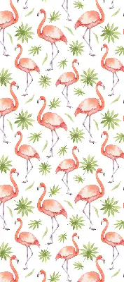 Estores de rolo em tecido blackout Flamingo e folhas