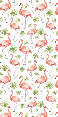 Estores de rolo em tecido blackout Flamingo e folhas