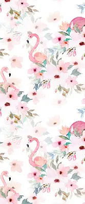 Estores de rolo interiores blackout para janela Flamingos entre as flores