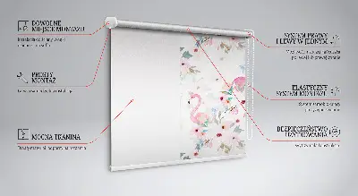 Estores de rolo interiores blackout para janela Flamingos entre as flores