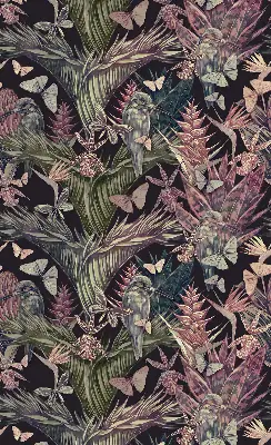 Estores de rolo interiores blackout Plantas e pássaros exóticos