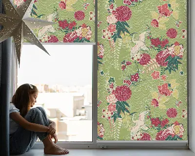 Estores de rolo interiores blackout para janela Garça e plantas
