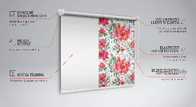 Estores de rolo interiores blackout Flores vermelhas