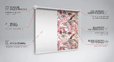 Estores de rolo interiores blackout para janela Flores cor-de-rosa