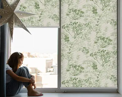 Estores de rolo interiores blackout para janela Plantas verdes