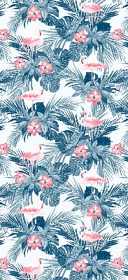 Estores de rolo blackout para porta de varanda Plantas tropicais e flamingos