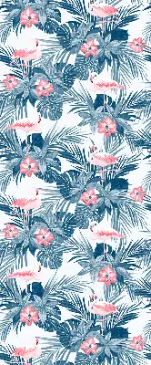 Estores de rolo blackout para porta de varanda Plantas tropicais e flamingos