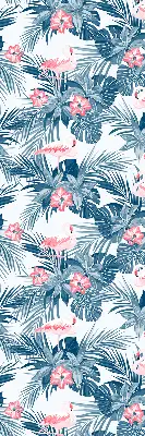 Estores de rolo blackout para porta de varanda Plantas tropicais e flamingos