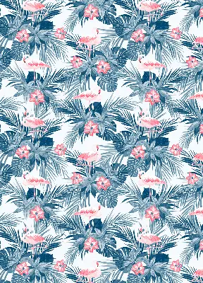 Estores de rolo blackout para porta de varanda Plantas tropicais e flamingos