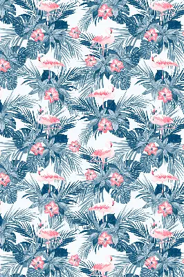 Estores de rolo blackout para porta de varanda Plantas tropicais e flamingos