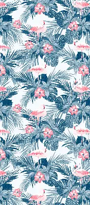 Estores de rolo blackout para porta de varanda Plantas tropicais e flamingos