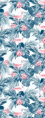 Estores de rolo blackout para porta de varanda Plantas tropicais e flamingos