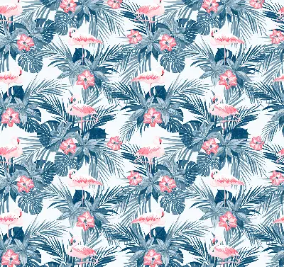 Estores de rolo blackout para porta de varanda Plantas tropicais e flamingos