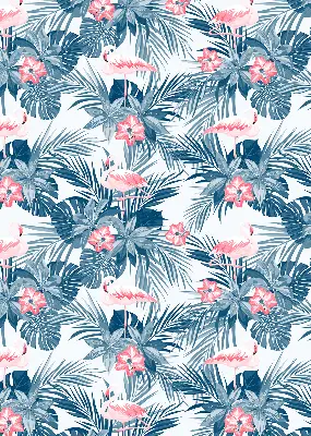 Estores de rolo blackout para porta de varanda Plantas tropicais e flamingos