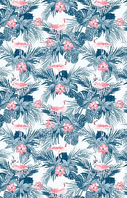 Estores de rolo blackout para porta de varanda Plantas tropicais e flamingos