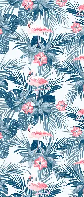 Estores de rolo blackout para porta de varanda Plantas tropicais e flamingos