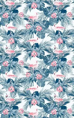 Estores de rolo blackout para porta de varanda Plantas tropicais e flamingos
