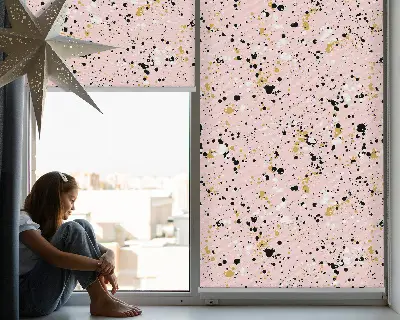 Estores de rolo blackout para porta de varanda Manchas de tinta sobre um fundo rosa